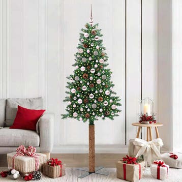 vidaXL Slanke Kerstboom Groen 210 cm PVC en massief, Verzenden
