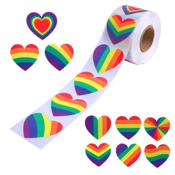 Hart Stickers Op Rol - 25 mm - Regenboog - 500 Stuks -, Verzenden, Nieuw