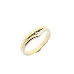 Bicolor gouden solitairring met zirconia, Handtassen en Accessoires, Ringen, Gebruikt, Overige kleuren, Ophalen of Verzenden, 17 tot 18