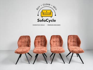 Eetkamerstoelen set van 4 terracotta in bouclé – overstock, Huis en Inrichting, Verzenden, Nieuw