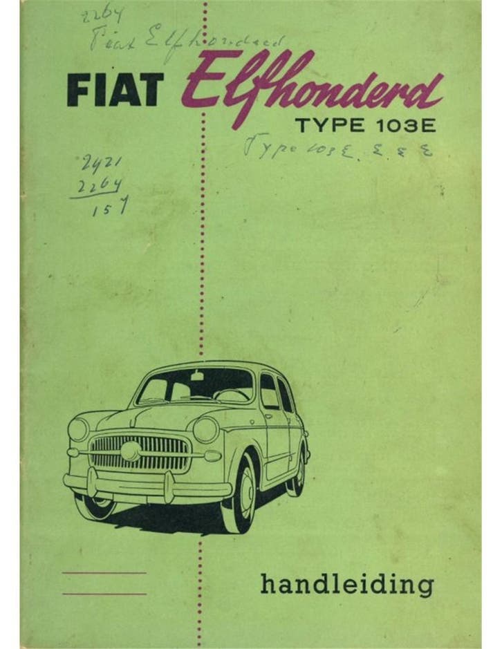 1958 FIAT 1100 SEDAN INSTRUCTIEBOEKJE NEDERLANDS, Autos : Divers, Modes d'emploi & Notices d'utilisation, Enlèvement ou Envoi