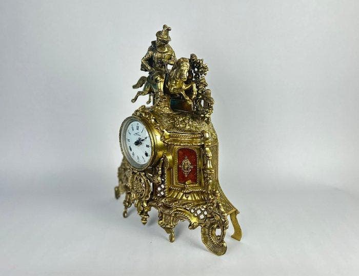 Figurale pendule - Marmer, Messing - 1970-1980, Antiek en Kunst, Antiek | Klokken