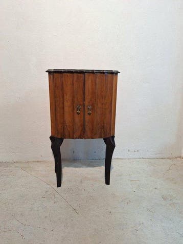 Kabinet - Walnoot en zwarte lak - Art Déco-container