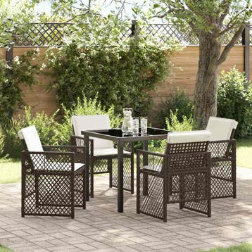 vidaXL Tuin Eettafel Set 5 pcs Bruin poly rattan, Verzenden, Nieuw