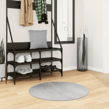 vidaXL Vloerkleed IZA laagpolig Scandinavisch Ø 80 cm grijs, Verzenden, Nieuw