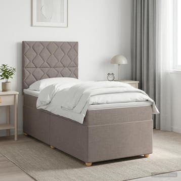 vidaXL Boxspringbed met matras met hoofdeinde Taupe 80 x 200, Verzenden