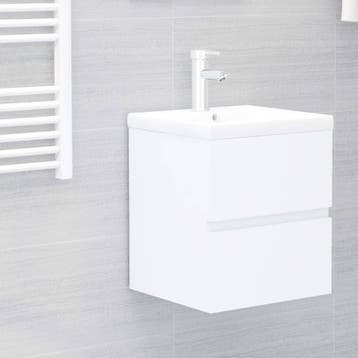 vidaXL Wastafelkast met ingebouwde wastafel spaanplaat wit, Verzenden, Nieuw