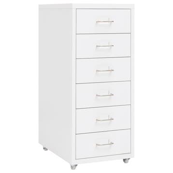 vidaXL Ladeblok verrijdbaar 28x41x69 cm metaal wit, Verzenden, Nieuw