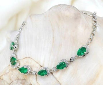 Zonder minimumprijs - Armband Verguld Smaragd - Topaas - 18k, Nieuw