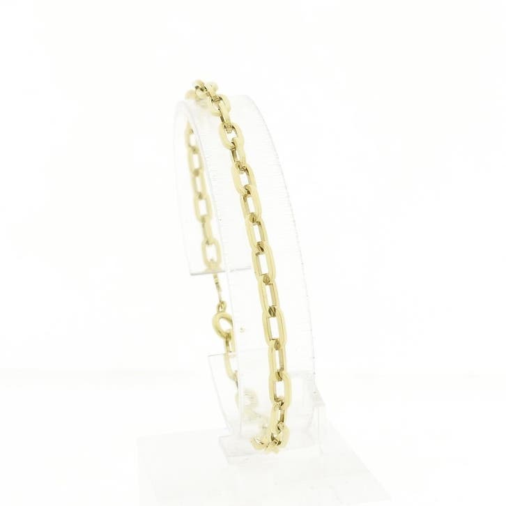Gouden wijde ankerschakel armband (Schakelarmband), Handtassen en Accessoires, Armbanden, Goud, Gebruikt, Goud, Ophalen of Verzenden