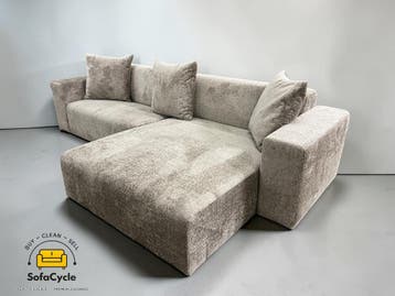 OVERSTOCK grijze bouclé zetel met opbergruimte en tafel – un, Verzenden, Nieuw