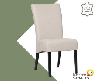 Leren eetkamerstoel Just - Toledo Misty (crème) - Poten, Overige kleuren, Bohemian, Eigentijds, Klassiek, Retro, Romantisch, Scandinavisch