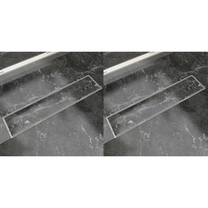 vidaXL Doucheafvoer 2 st rechthoekig 530x140 mm roestvrij, Bricolage & Construction, Sanitaire, Envoi