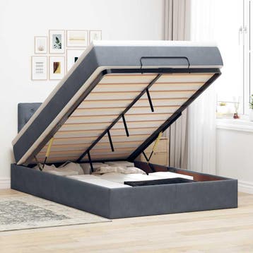 vidaXL Bed poef met matras 120x190 cm fluweel donkergrijs, Verzenden