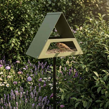 vidaXL Vogelvoeder Staal Olijfgroen, Verzenden, Nieuw