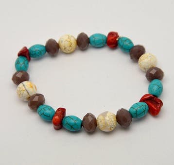 Koraal - Fijn rood koraal, blauw-witte howliet, agaat - 21,7