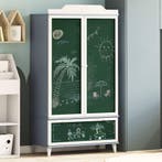 vidaXL Krijtbord Garderobe ROROS Grijs en wit 90 x 45 x 165, Verzenden, Nieuw