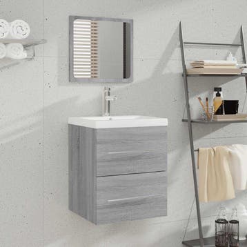 vidaXL Badkamerkast met spiegel 41x38,5x48 grijs sonoma, Verzenden, Nieuw