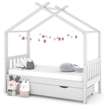 vidaXL Kinderbedframe met lade massief grenenhout wit 80x160, Kinderen en Baby's, Verzenden, Nieuw