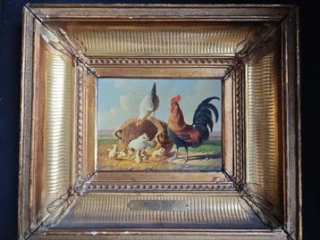 Albertus Verhoesen (1806-1881) - Kippen op het erf
