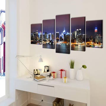 vidaXL Canvas muurdruk set Kleurrijke New York skyline 100 x, Verzenden, Nieuw