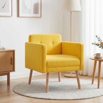 vidaXL Accentstoel Licht Geel Corduroy stof, Huis en Inrichting, Verzenden, Nieuw