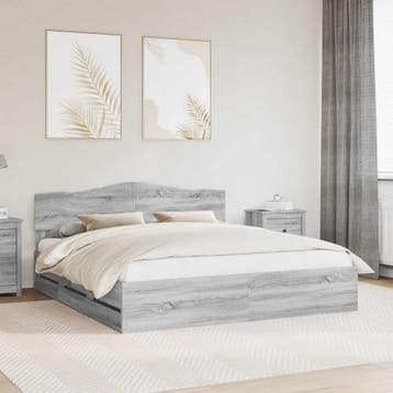 vidaXL Bedframe met lade Grijs Sonoma 200 x 200 cm, Verzenden, Nieuw