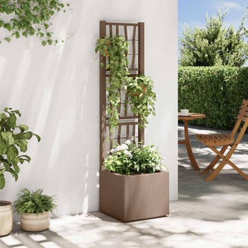 vidaXL Tuinplanter met Trellis Bruin 36 x 36 x 140 cm PP, Tuin en Terras, Verzenden, Nieuw