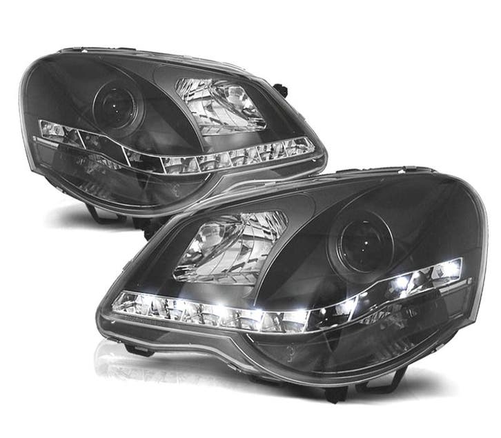 PHARES POUR VOLKSWAGEN VW POLO 9N3 05-09 DAYLIGHT FOND NOIR, Auto-onderdelen, Verlichting, Verzenden