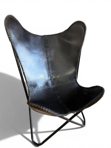 Fauteuil - Vlinderstoel - Leder, Metaal - Vlinderstoel -