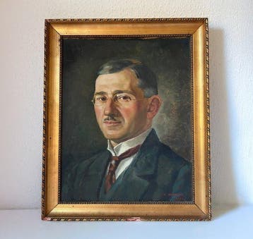 Gottfried Matter (1891–1967) - Portrait of a Man with, Antiek en Kunst