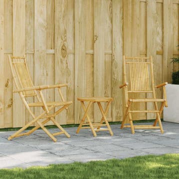 vidaXL 3-delige Bistroset bamboe, Tuin en Terras, Verzenden, Nieuw