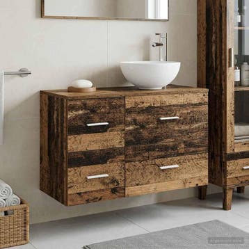 vidaXL Badkamermeubel Set 2 pcs Oud hout Bewerkt hout, Verzenden, Nieuw
