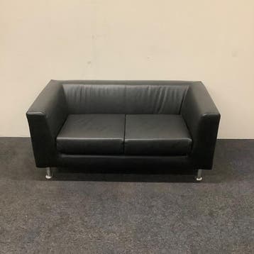 2-zits bank zwart skai leder, (bxd) 145x75 cm, zwart -, Gebruikt, Bureau