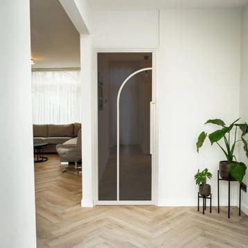 Stalen Binnendeur - Wit - 2 Vlaks rond - Rookglas, Minder dan 80 cm, Binnendeur, Nieuw, Metaal