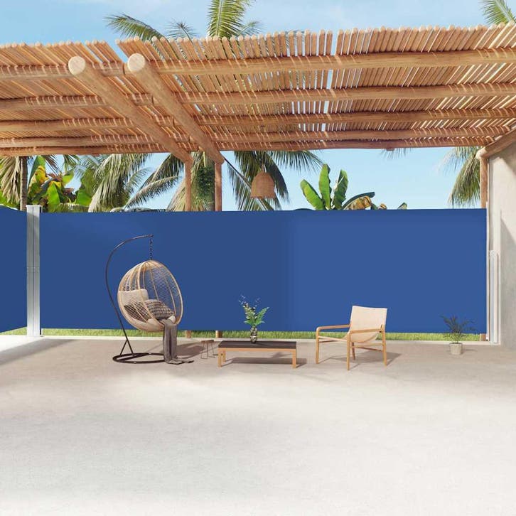 vidaXL Windscherm uittrekbaar 220x1200 cm blauw, Jardin & Terrasse, Parasols, Envoi