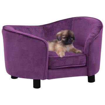 vidaXL Hondenbank 69x49x40 cm pluche bordeauxrood, Verzenden