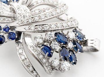 Hanger - 18 karaat Witgoud - 2,90ct. tw. Saffier - Diamant