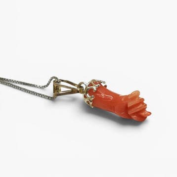 Koraal - Zilver - Ketting met hanger - Ambachtelijke gravure