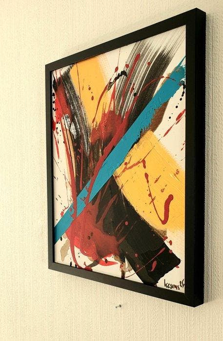Liesens - Hurricane (Handpainted on canvas met lijst), Antiek en Kunst, Kunst | Schilderijen | Modern