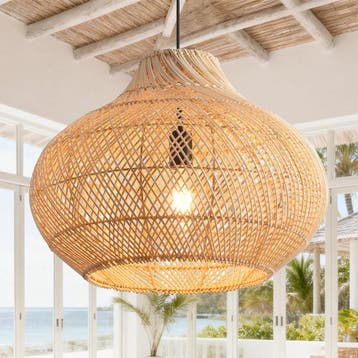 Parrot Uncle Boho rotan hanglamp, 35 cm, natuurlijke bamboe, Verzenden, Nieuw