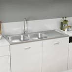 vidaXL Gootsteen dubbele bak 1200x600x155 mm roestvrij staal, Huis en Inrichting, Keuken | Keukenelementen, Verzenden, Nieuw