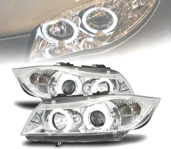 PHARES BMW E90 E91 05-08 ANGEL EYES FOND CHROMÉ, Auto-onderdelen, Verlichting, Verzenden