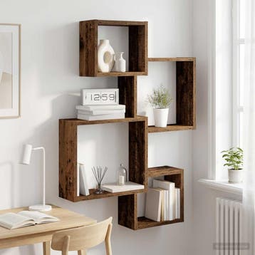 vidaXL Wand Kubus Planken Muurmontage Oud hout 64 x 13,5 x, Huis en Inrichting, Kasten | Wandmeubels, Verzenden, Nieuw