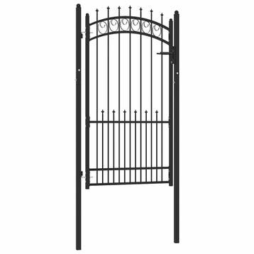 vidaXL Poort met speerpunten 100x175 cm staal zwart, Tuin en Terras, Verzenden, Nieuw