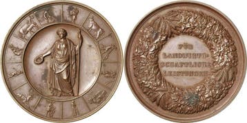 Brons medaille ohne Jahr Gartenbau en Landwirtschaft, Verzenden