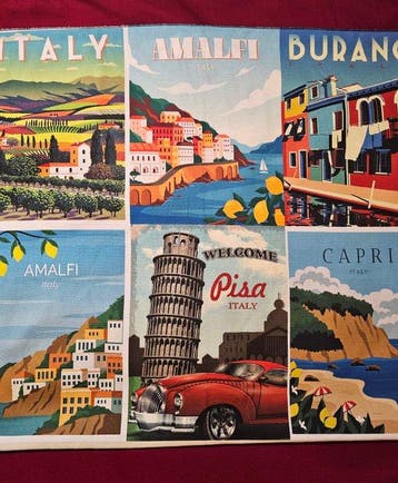 ITALIA Decoratief paneel Italia Postcard -123x140cm-, Antiek en Kunst