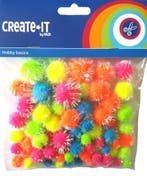 Pompoms Glitter Neon Mix 75st, Verzenden