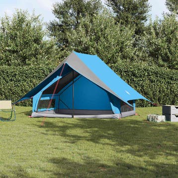 vidaXL Familietent met dak Blauw en Grijs 256 x 256 x 185 cm, Verzenden, Nieuw