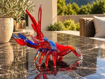 sculptuur, Mondgeblazen Glaskunst – Handgemaakte Kreeft in